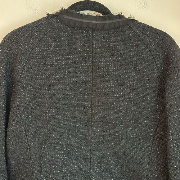 Talbots Women black tweed sparkle holiday raw hem blazer suit jacket size. 8 EUC - Picture 11 of 12